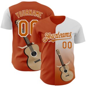 Custom Texas Orange White Texas Guitar City Edition Authentic Baseball Jersey