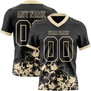 Custom Black Cream 3D Pattern Splash Authentic Football Jersey