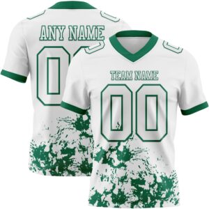 Custom White Kelly Green 3D Pattern Splash Authentic Football Jersey