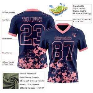 Custom Navy Medium Pink 3D Pattern Splash Authentic Football Jersey
