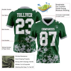 Custom Green White-Gray 3D Pattern Splash Authentic Football Jersey