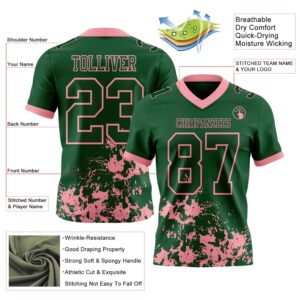 Custom Green Medium Pink 3D Pattern Splash Authentic Football Jersey