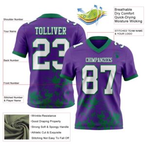 Custom Purple White-Kelly Green 3D Pattern Splash Authentic Football Jersey