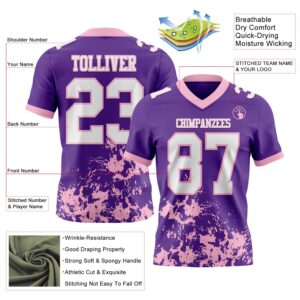 Custom Purple White-Light Pink 3D Pattern Splash Authentic Football Jersey