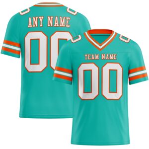 Custom Aqua White-Orange Authentic Football Jersey