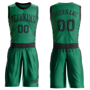 Custom Kelly Green Black Round Neck Suit Basketball Jersey