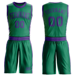 Custom Kelly Green Purple Round Neck Suit Basketball Jersey