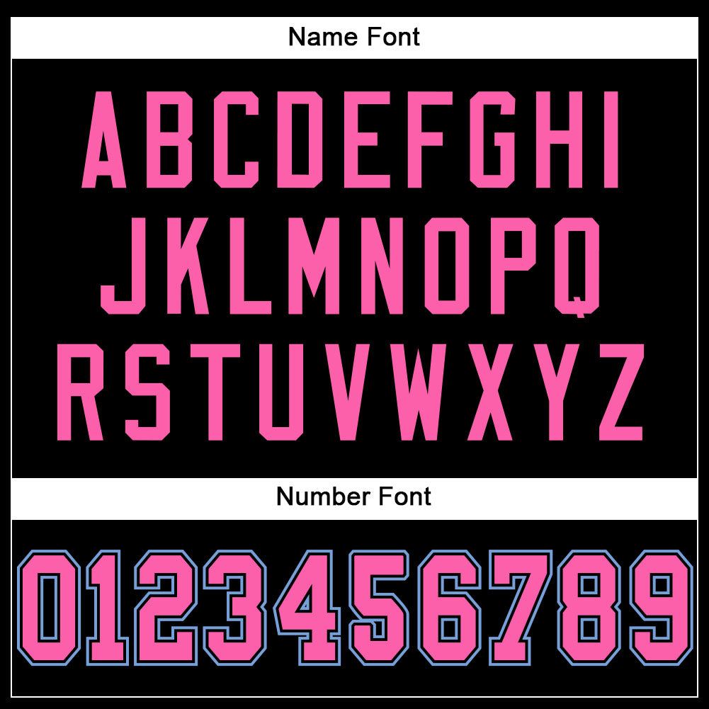 Custom Black Pink-Light Blue Mesh Authentic Football Jersey - Image 3