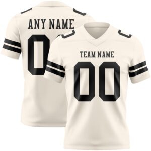 Custom Cream Black Authentic Football Jersey