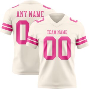 Custom Cream Pink Authentic Football Jersey