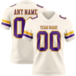 Custom Cream Purple-Gold Authentic Football Jersey