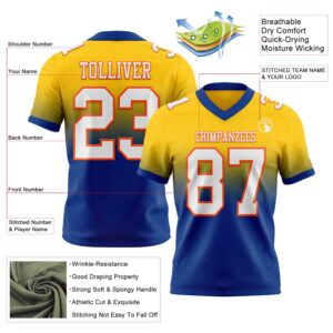 Custom Yellow White Royal-Orange Authentic Fade Fashion Football Jersey