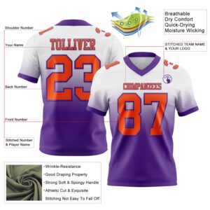 Custom White Orange-Purple Authentic Fade Fashion Football Jersey
