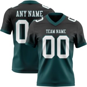 Custom Black White-Midnight Green Authentic Fade Fashion Football Jersey