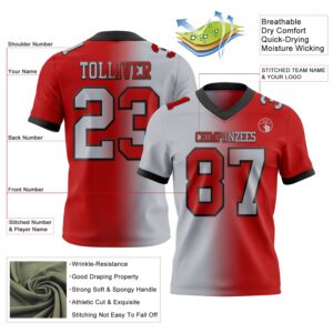 Custom Red Gray-Black Authentic Gradient Fashion Football Jersey