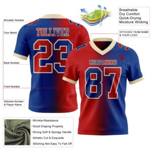 Custom Royal Red-Cream Authentic Gradient Fashion Football Jersey