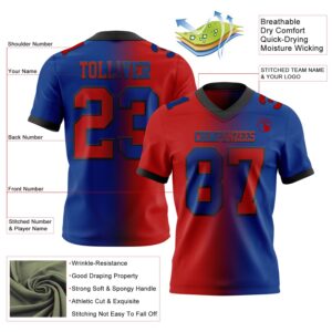 Custom Royal Red-Black Authentic Gradient Fashion Football Jersey