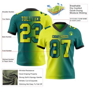 Custom Teal Neon Yellow-Black Authentic Gradient Fashion Football Jersey