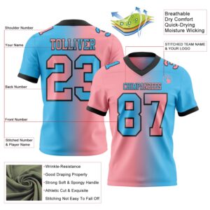 Custom Sky Blue Medium Pink-Black Authentic Gradient Fashion Football Jersey