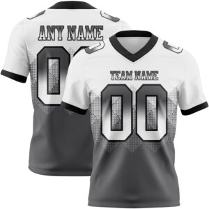 Custom White Steel Gray-Black Authentic Gradient Square Shape Flag Football Jersey