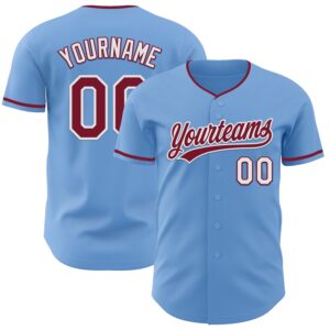 Custom Light Blue Crimson-White Authentic Baseball Jersey