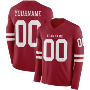 Custom Cardinal White Long Sleeve Authentic Football Jersey