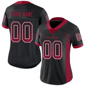 Custom Black Cardinal-White Drift Fashion Football Jersey