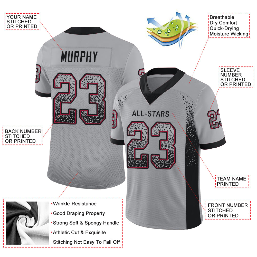 Custom Light Gray Black-Cardinal Drift Fashion Football Jersey - Image 2