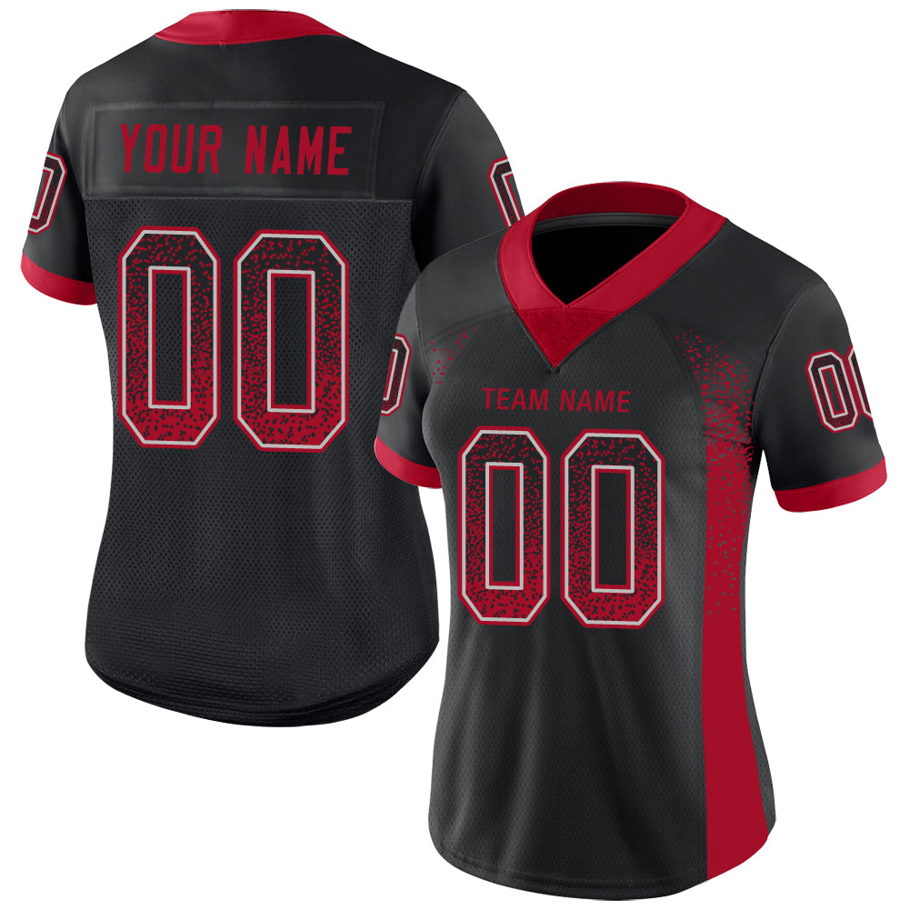 Custom Black Red-Gray Drift Fashion Football Jersey - Image 2