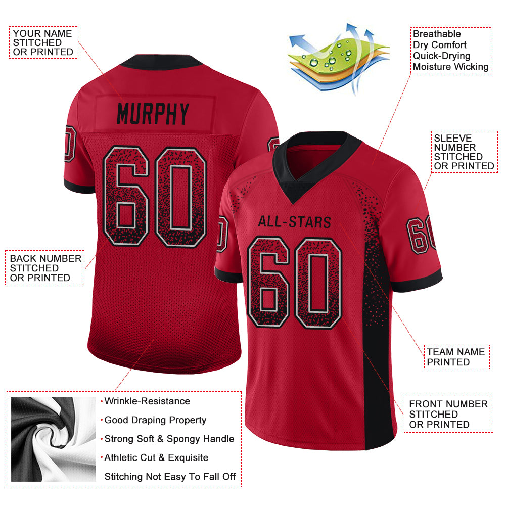 Custom Red Black-Gray Drift Fashion Football Jersey - Image 3