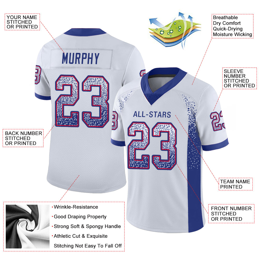 Custom White Royal-Red Drift Fashion Football Jersey - Image 2