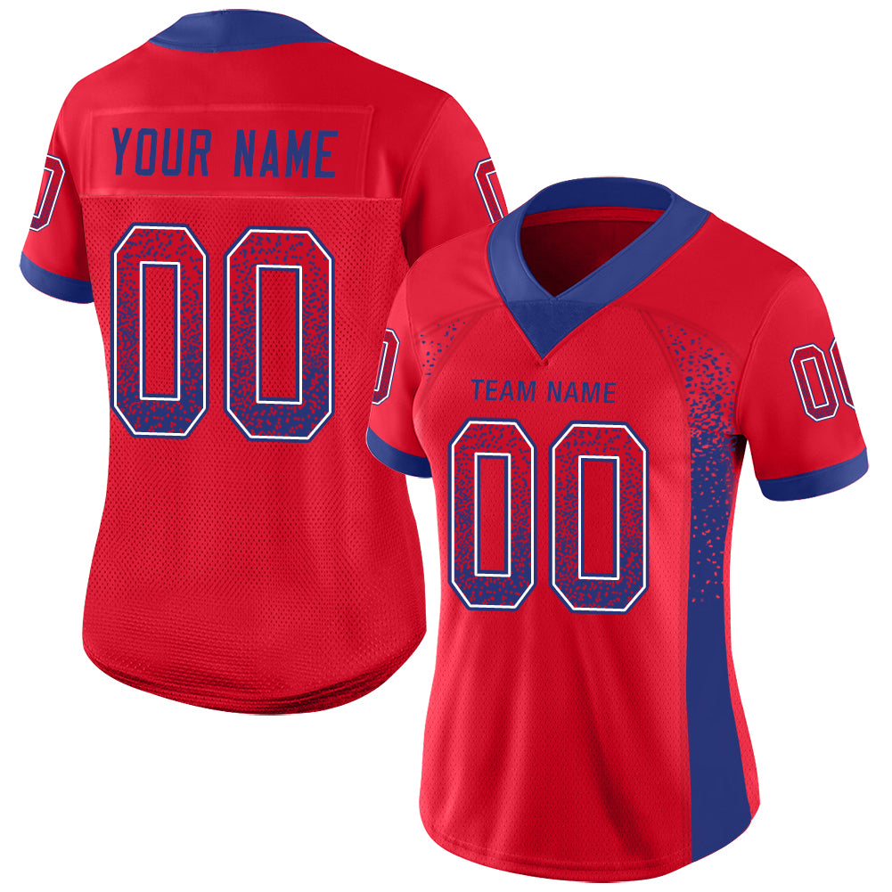 Custom Red Royal-White Drift Fashion Football Jersey