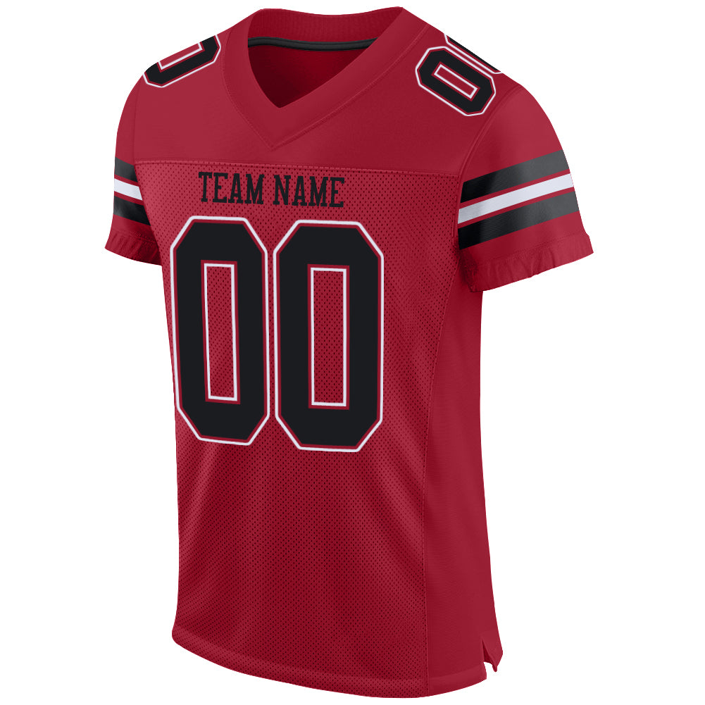 Custom Cardinal Black-White Mesh Authentic Football Jersey - Image 2