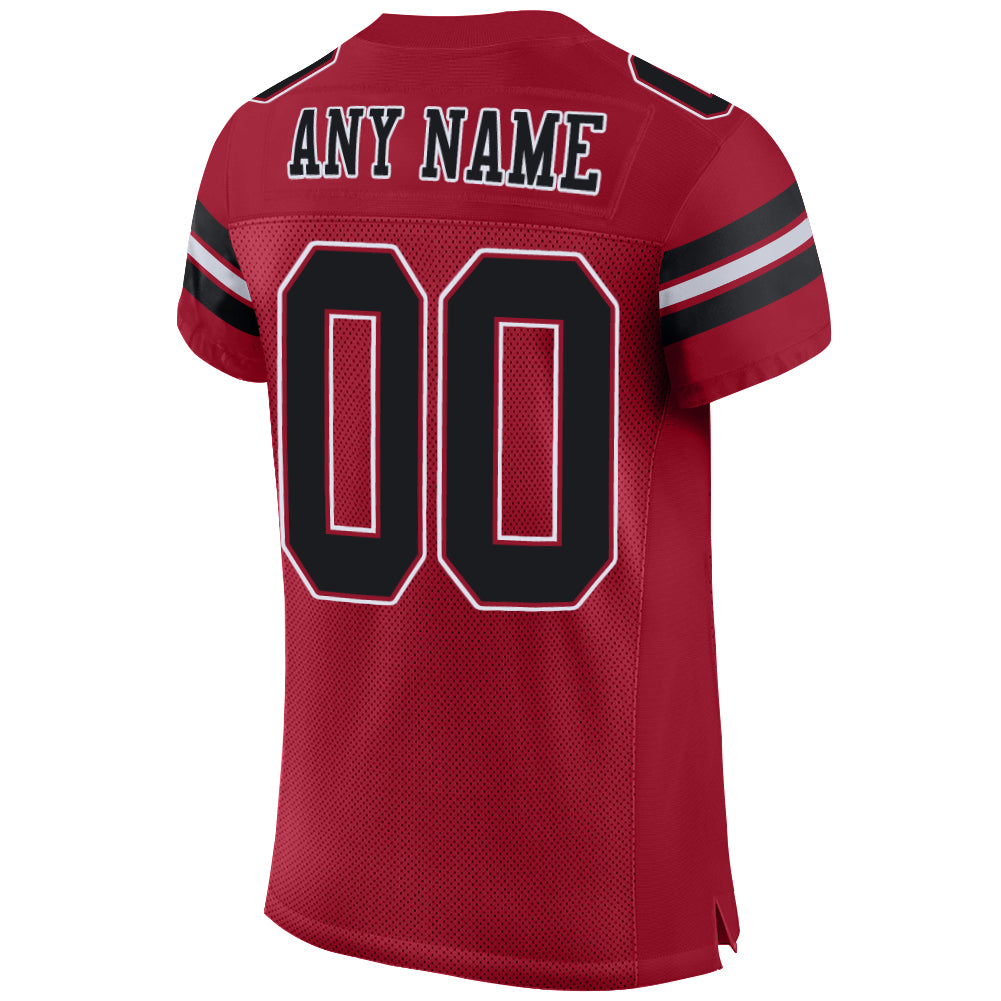 Custom Cardinal Black-White Mesh Authentic Football Jersey - Image 3