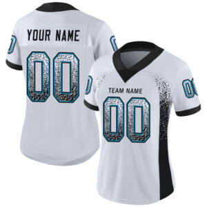 Custom White Black-Panther Blue Drift Fashion Football Jersey