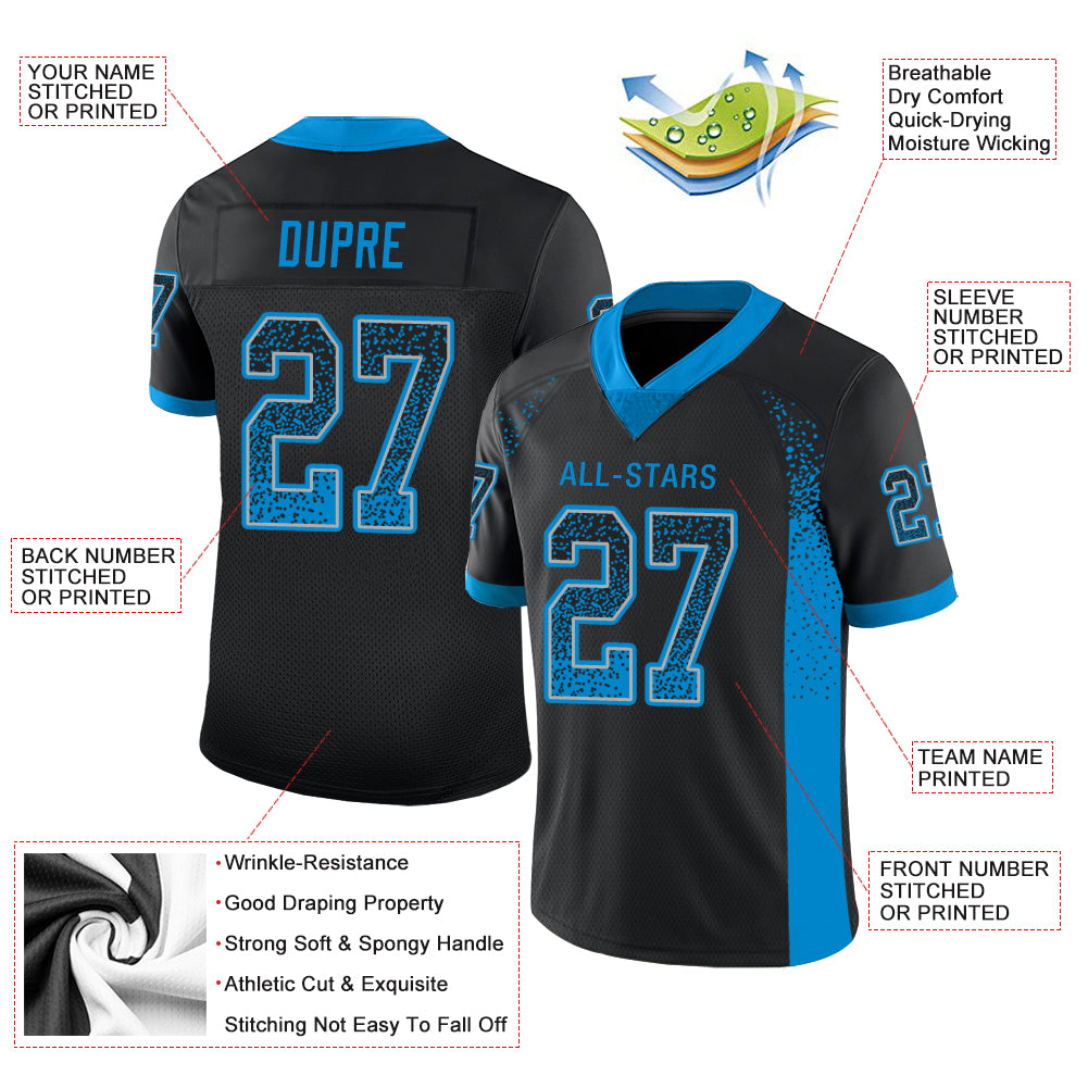 Custom Black Panther Blue-Gray Drift Fashion Football Jersey - Image 2
