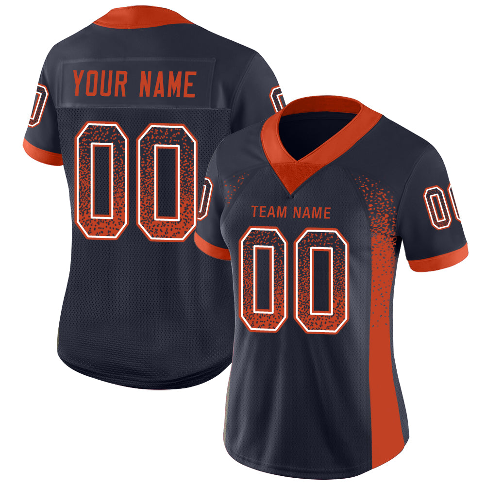 Custom Navy Orange-White Drift Fashion Football Jersey