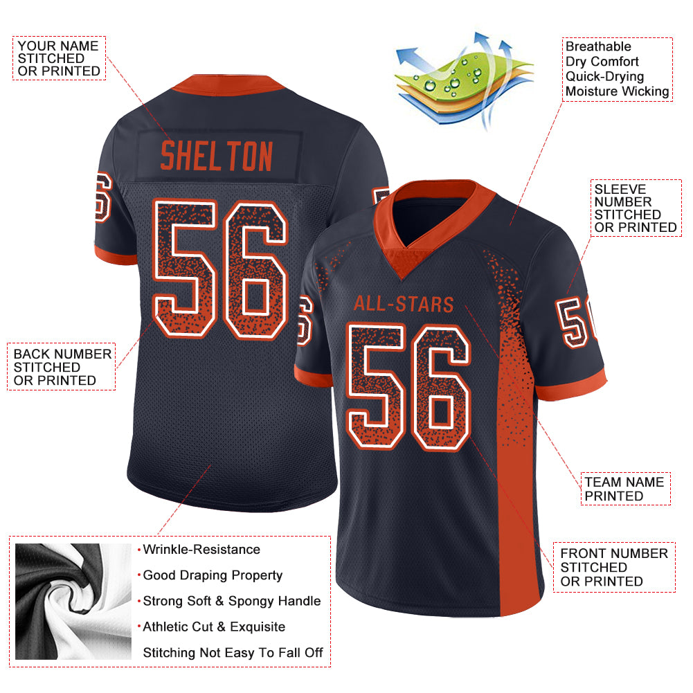 Custom Navy Orange-White Drift Fashion Football Jersey - Image 2
