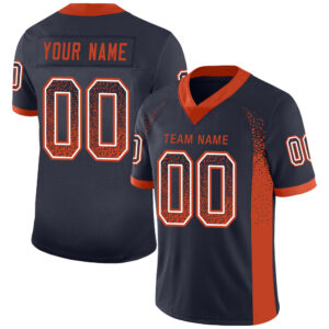 Custom Navy Orange-White Drift Fashion Football Jersey