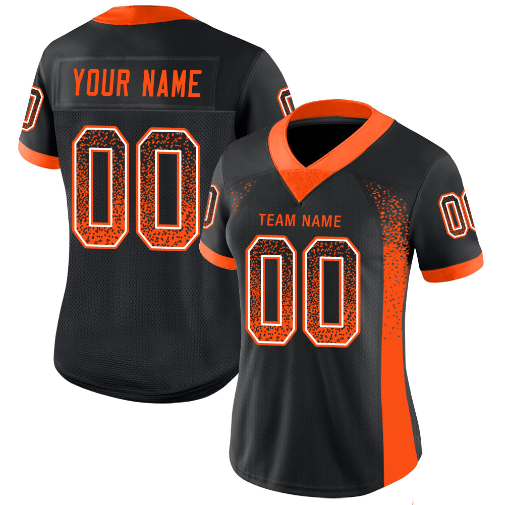 Custom Black Orange-White Drift Fashion Football Jersey