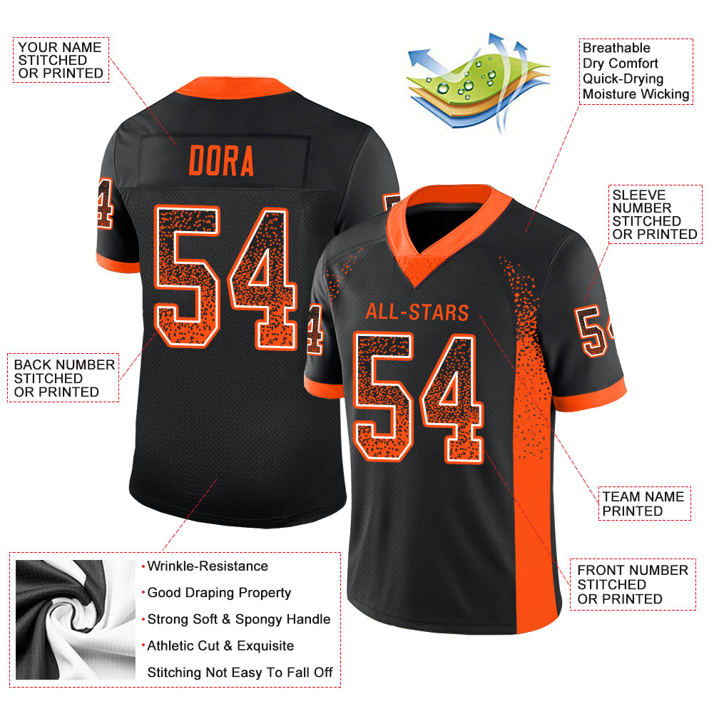 Custom Black Orange-White Drift Fashion Football Jersey - Image 2
