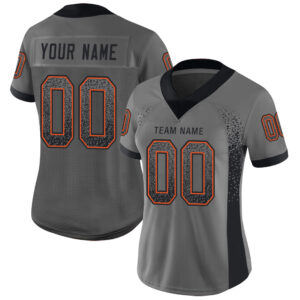 Custom Gray Black-Orange Drift Fashion Football Jersey