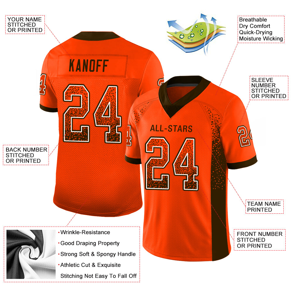 Custom Orange Brown-White Drift Fashion Football Jersey - Image 2