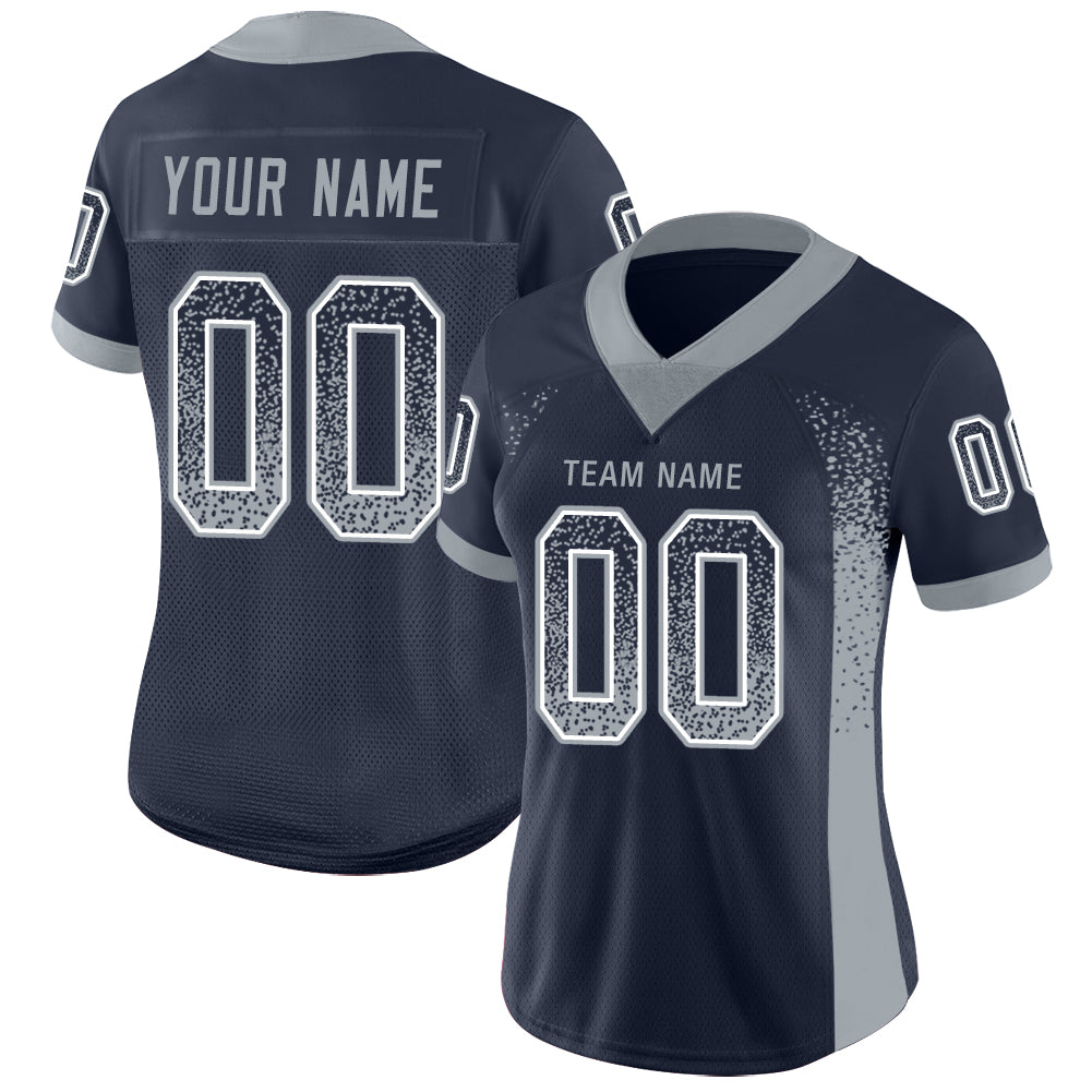 Custom Navy Light Gray-White Drift Fashion Football Jersey - Image 2