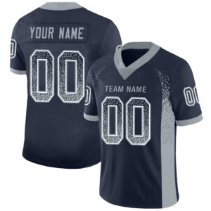 Custom Navy Light Gray-White Drift Fashion Football Jersey
