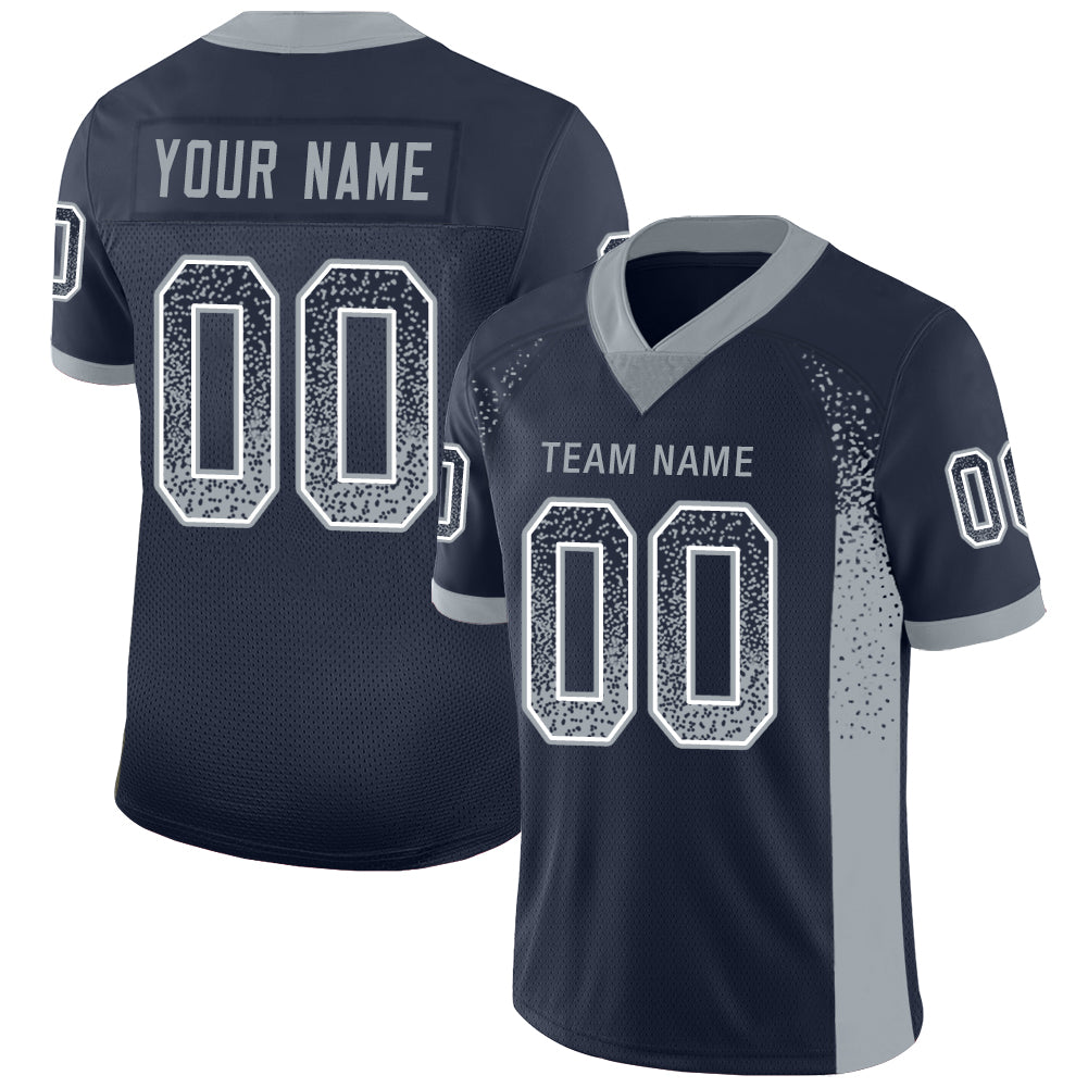 Custom Navy Light Gray-White Drift Fashion Football Jersey