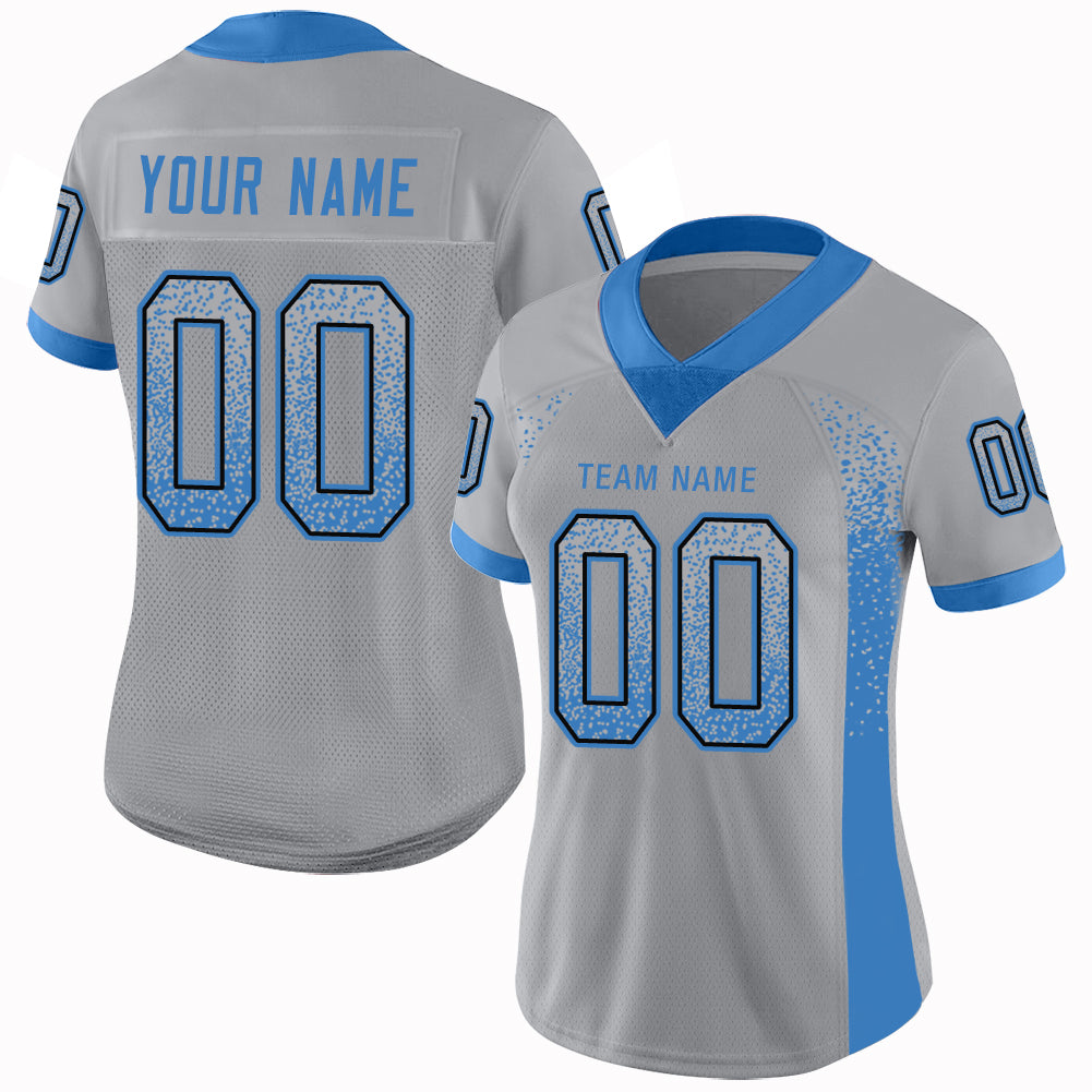 Custom Light Gray Powder Blue-Black Drift Fashion Football Jersey - Image 2