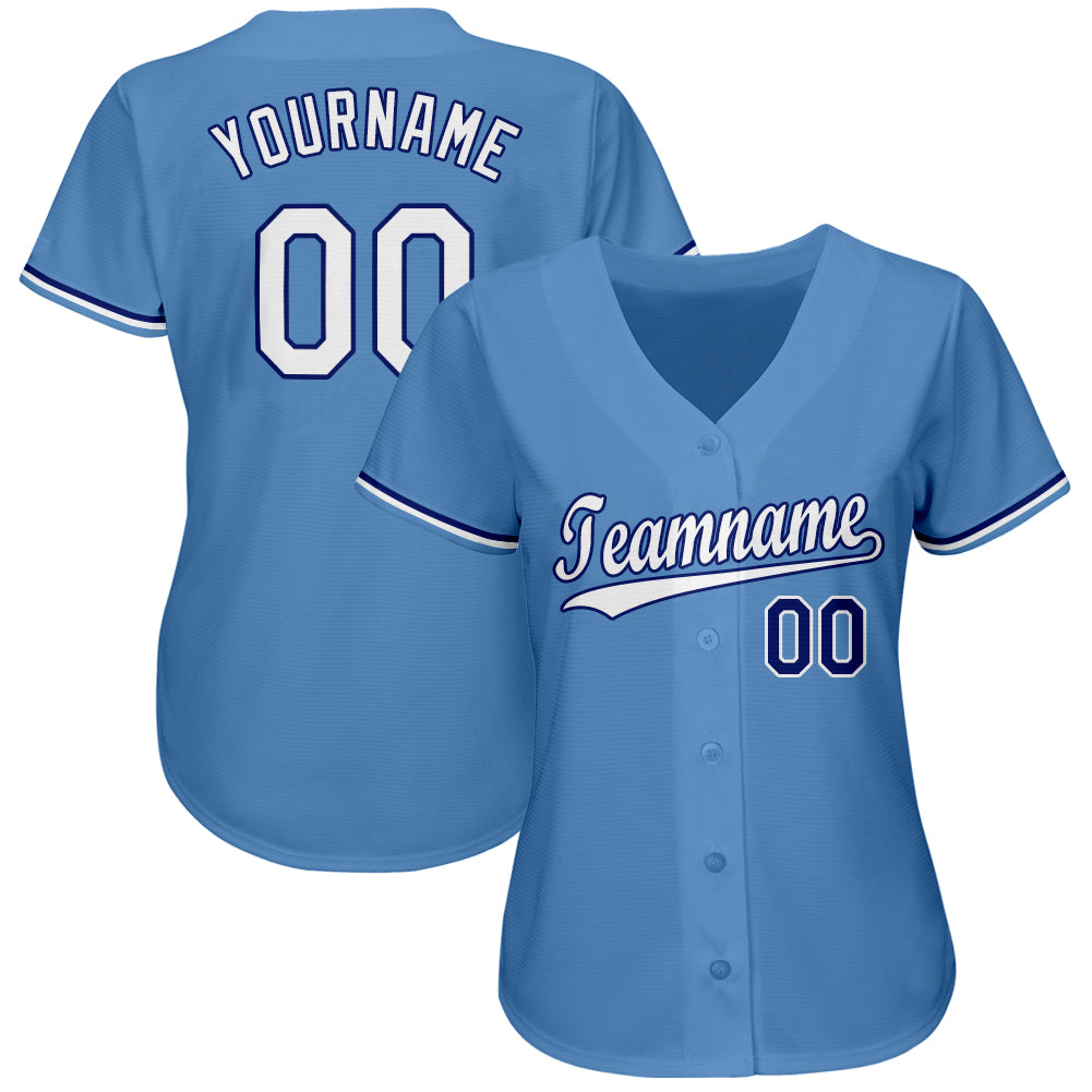Custom Light Blue White-Royal Baseball Jersey - Image 2