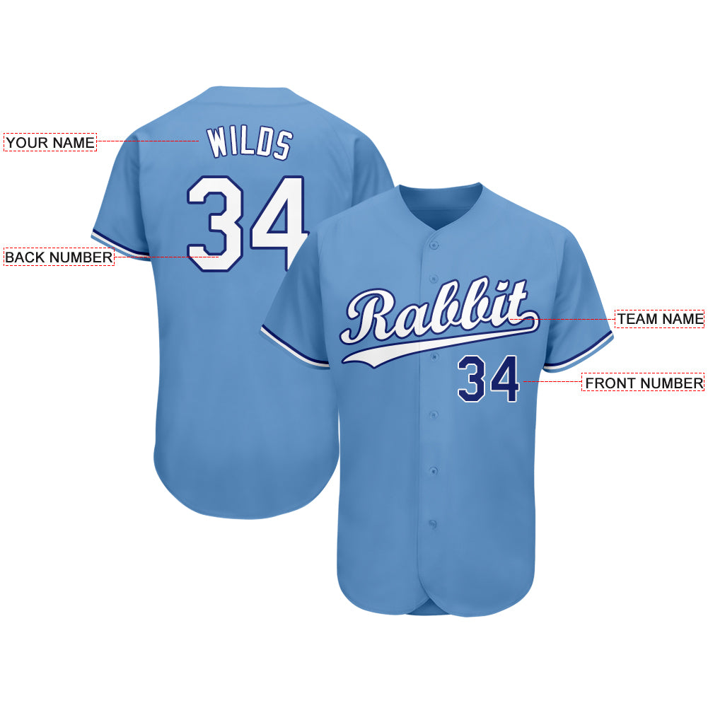 Custom Light Blue White-Royal Baseball Jersey - Image 3