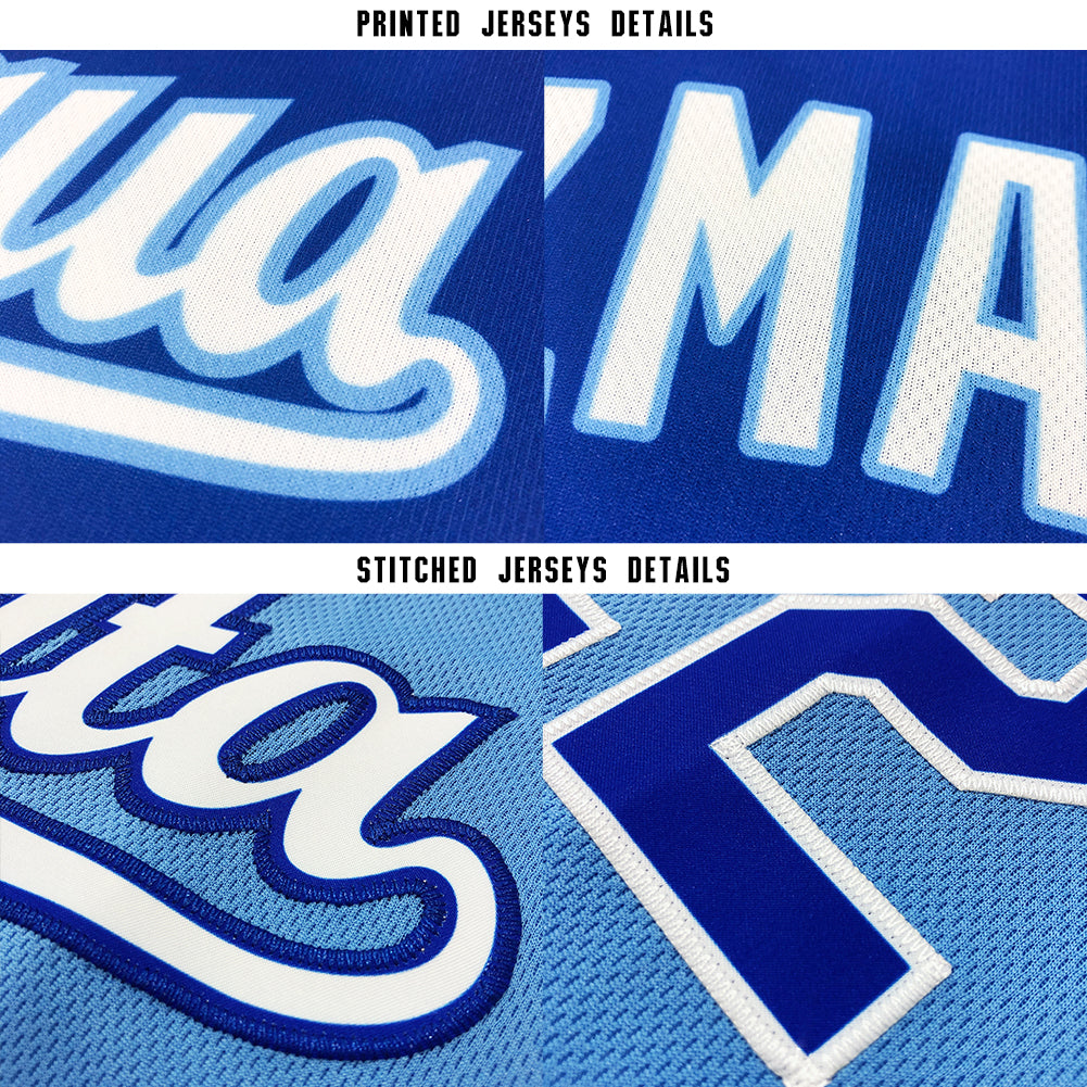 Custom Light Blue White-Royal Baseball Jersey - Image 6